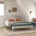 Roundhill Furniture Feeney Rubberwood Platform Bed, Cream White, Queen