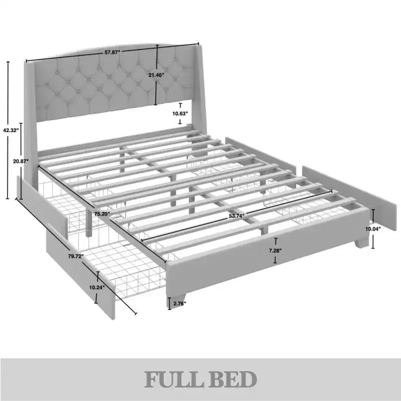 Lit plateforme en velours avec rangement
