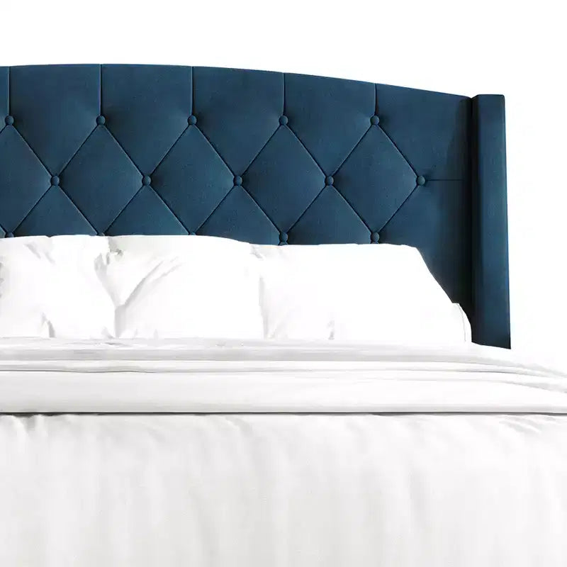 Lit plateforme en velours avec rangement