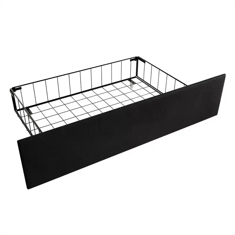 Lit plateforme en velours avec rangement