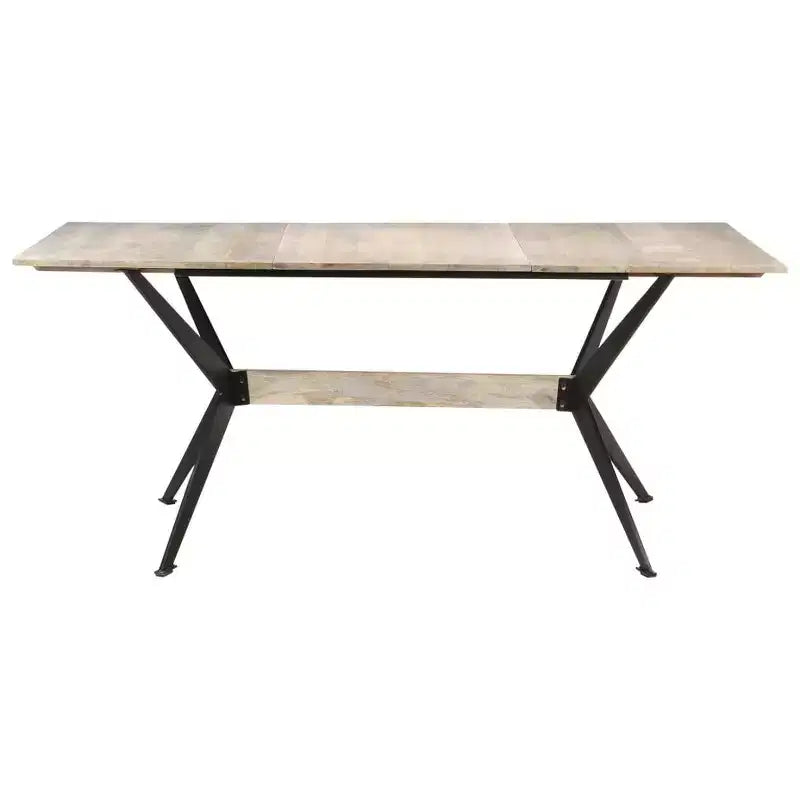 vidaXL Dining Table Natural Wood Solid Mango Wood, Powder-Coated Steel - White