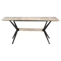 vidaXL Dining Table Natural Wood Solid Mango Wood, Powder-Coated Steel - White