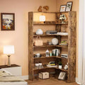 GustoWave Corner Bookshelf, 6-Tier Tall Wooden Corner Bookcase with Baffles, Open Bookshelf L-Shaped Storage Display Rack, Bookcases Shelf Unit