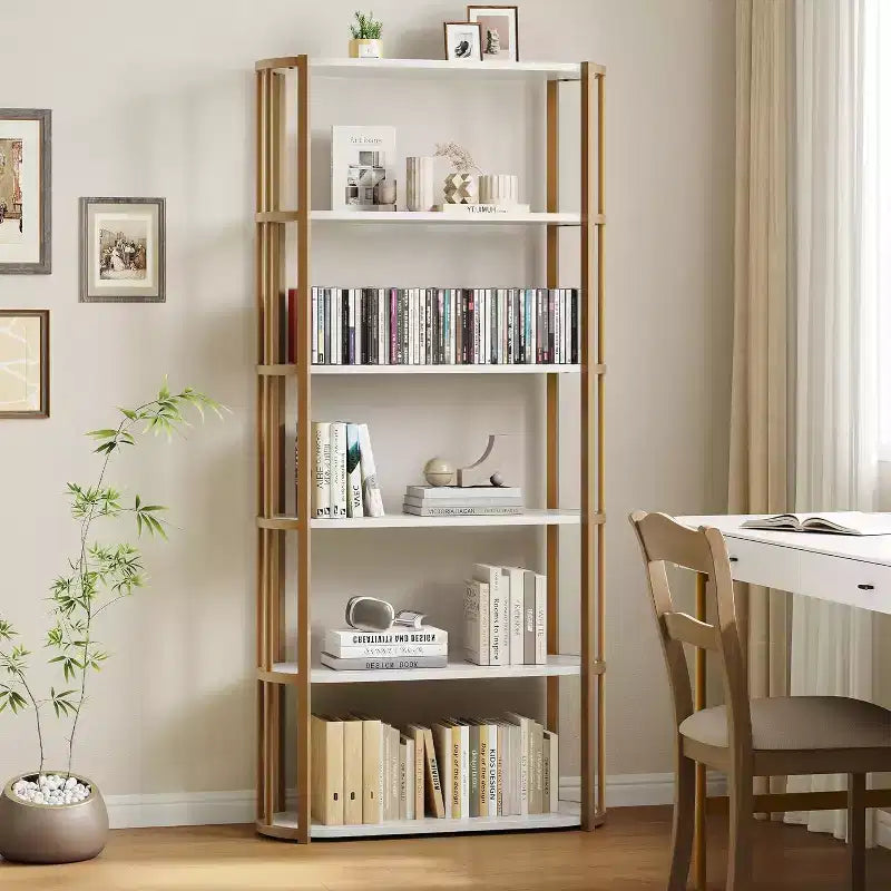 71 Bookshelf, 6 Tier Industrial Tall Book Shelf, Metal Frame Large Open Bookcase, Freestanding Wooden Bookshelf Storage Rack