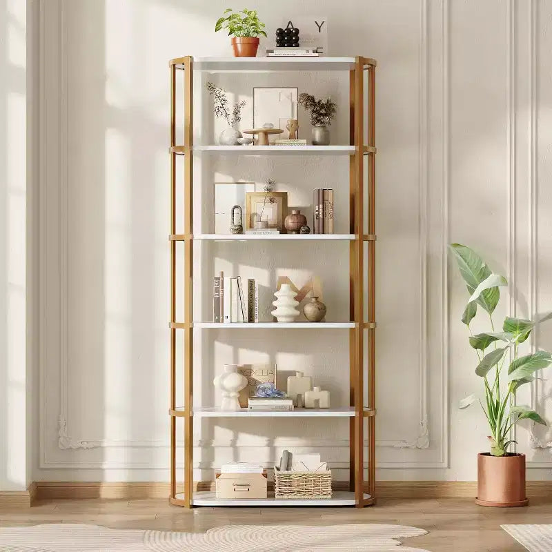 71 Bookshelf, 6 Tier Industrial Tall Book Shelf, Metal Frame Large Open Bookcase, Freestanding Wooden Bookshelf Storage Rack