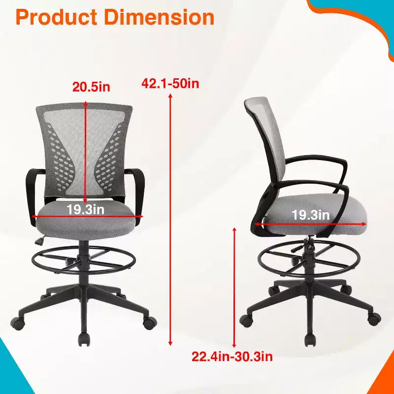 Drafting Chair Tall Office Chair with Adjustable Height Breathable Mesh Back