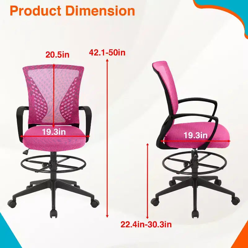 Drafting Chair Tall Office Chair with Adjustable Height Breathable Mesh Back