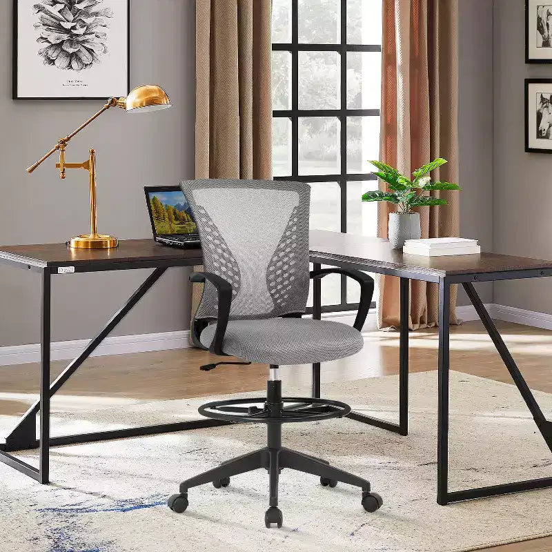 Drafting Chair Tall Office Chair with Adjustable Height Breathable Mesh Back