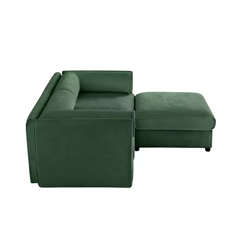 Canapé 2 places blanc élégant en chenille avec pouf de rangement, dossier et accoudoirs cylindriques