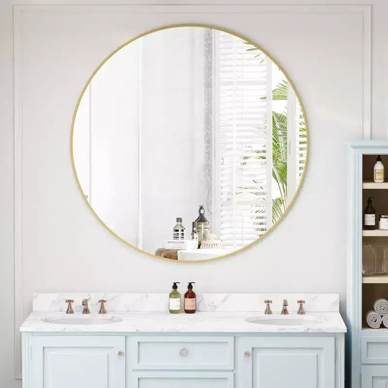42 Wall Mounted Circular Mirror Metal Framed Mirror