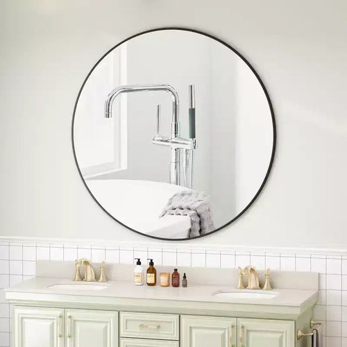 42 Miroir mural rond, encadrement métallique