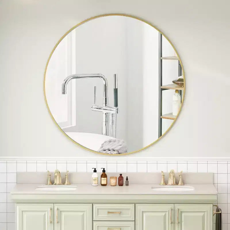 42 Wall Mounted Circular Mirror Metal Framed Mirror