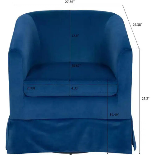 27 Modern Swivel Chair, 360 Upholstered Sofa Chair with Plush Sponge Backrest and Wood Frame for Bedroom or Living Room, Blue