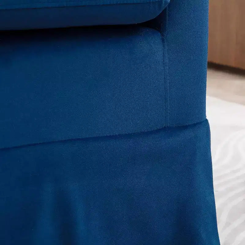 27 Modern Swivel Chair, 360 Upholstered Sofa Chair with Plush Sponge Backrest and Wood Frame for Bedroom or Living Room, Blue