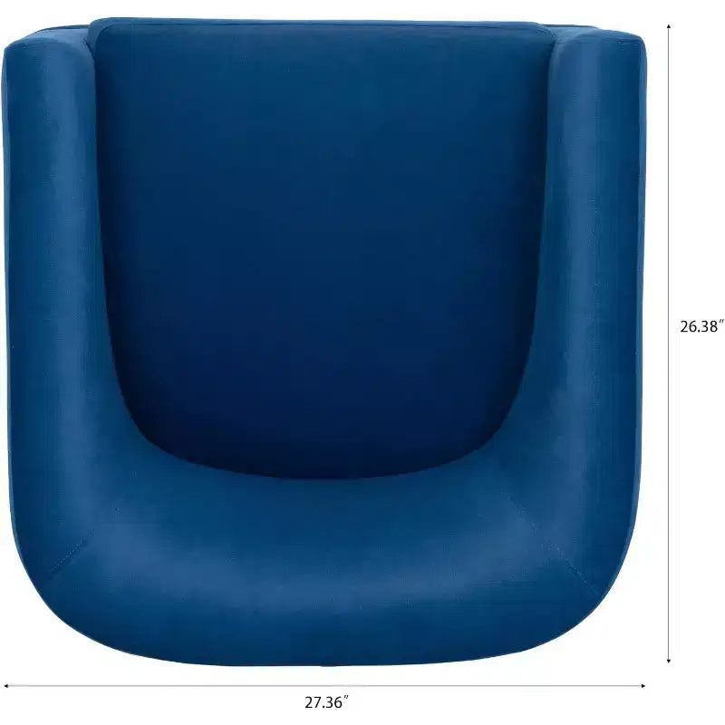 27 Modern Swivel Chair, 360 Upholstered Sofa Chair with Plush Sponge Backrest and Wood Frame for Bedroom or Living Room, Blue