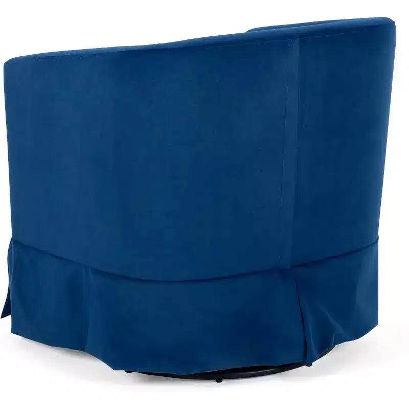 27 Modern Swivel Chair, 360 Upholstered Sofa Chair with Plush Sponge Backrest and Wood Frame for Bedroom or Living Room, Blue