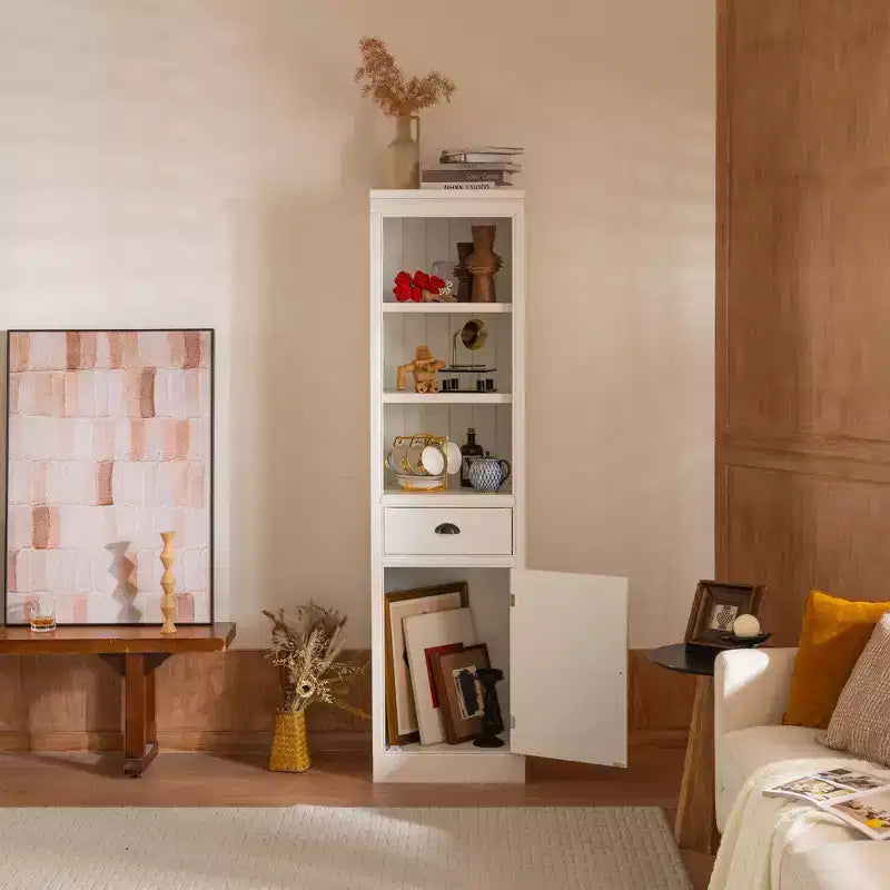 Modern Freestanding Display Buffet Cabinet with 1 Drawer, Wooden Bookshelves Pantry Cabinet for Kitchen/Hallways/Living Room