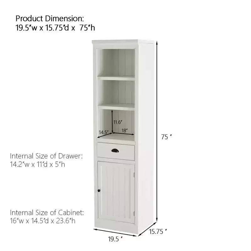 Modern Freestanding Display Buffet Cabinet with 1 Drawer, Wooden Bookshelves Pantry Cabinet for Kitchen/Hallways/Living Room