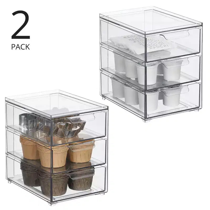 3-Drawer Stackable Organizer for Kitchen or Pantry