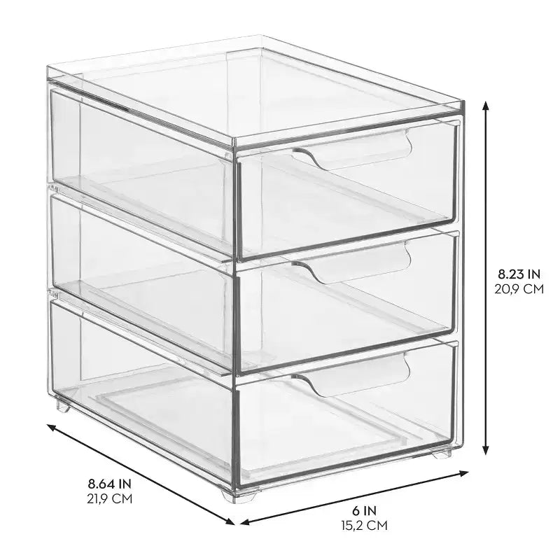 3-Drawer Stackable Organizer for Kitchen or Pantry