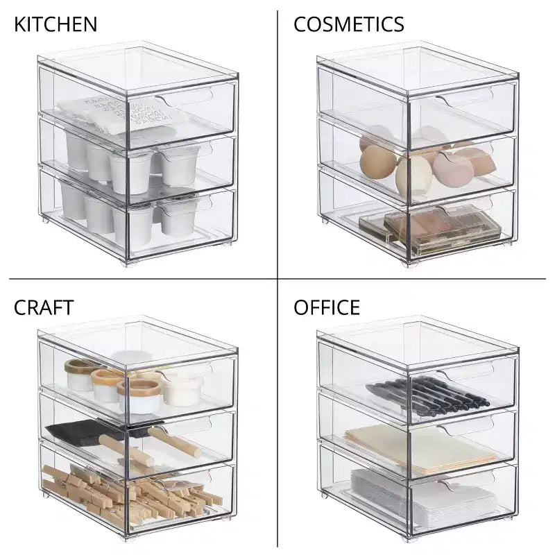3-Drawer Stackable Organizer for Kitchen or Pantry