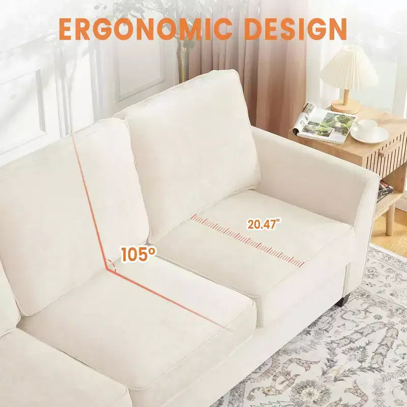 83 Modern 3-Seater Sofa, Deep Seat Chenille Couch with Washable Detachable Covers, Oversized Cloud Sofa for Living Room, Beige