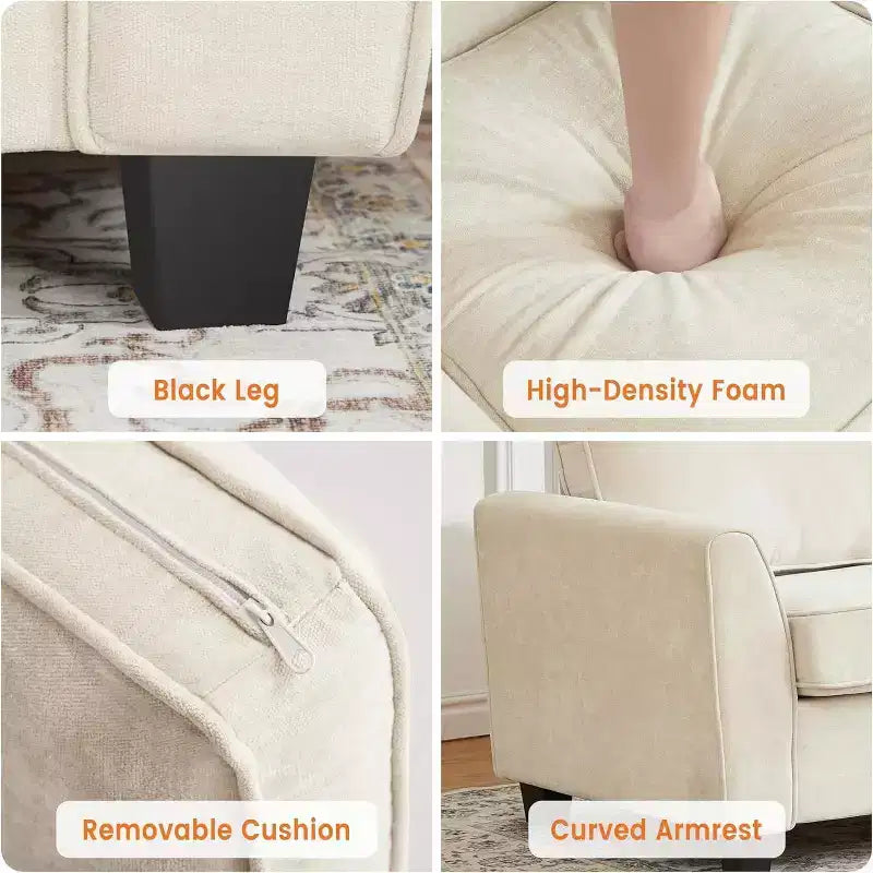 83 Modern 3-Seater Sofa, Deep Seat Chenille Couch with Washable Detachable Covers, Oversized Cloud Sofa for Living Room, Beige