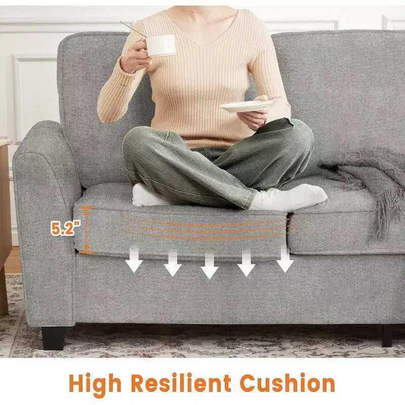 83 Modern 3-Seater Sofa, Deep Seat Chenille Couch with Washable Detachable Covers, Oversized Cloud Sofa for Living Room, Beige
