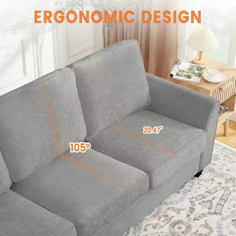 83 Modern 3-Seater Sofa, Deep Seat Chenille Couch with Washable Detachable Covers, Oversized Cloud Sofa for Living Room, Beige