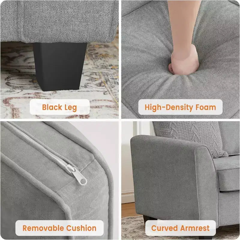 83 Modern 3-Seater Sofa, Deep Seat Chenille Couch with Washable Detachable Covers, Oversized Cloud Sofa for Living Room, Beige