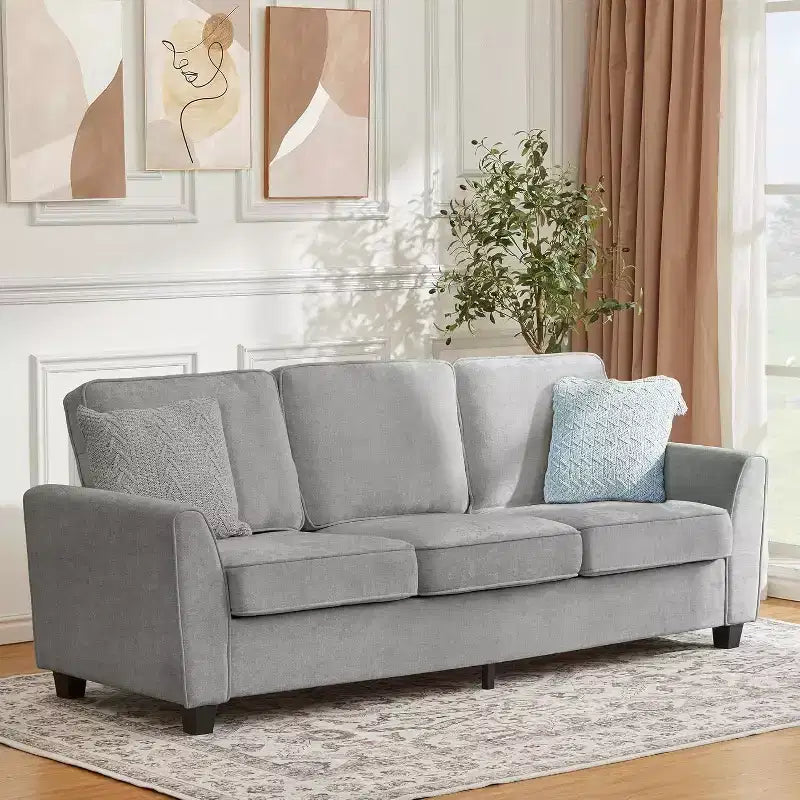 Acekool 83 Modern 3-Seater Sofa, Deep Seat Chenille Couch with Washable Detachable Covers, Oversized Cloud Sofa for Living Room, Beige