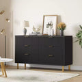 Modern 6-Drawer Dresser - Gold Handles & Large Storage for Bedroom & Living Room