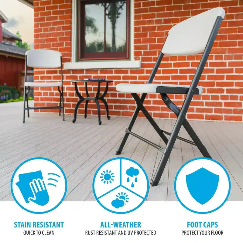 Chaise pliante de qualité commerciale avec cadre en U, lot de 4, couleurs assorties