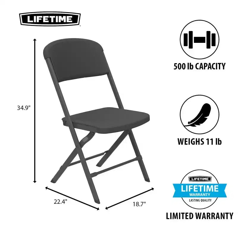 Chaise pliante de qualité commerciale avec cadre en U, lot de 4, couleurs assorties
