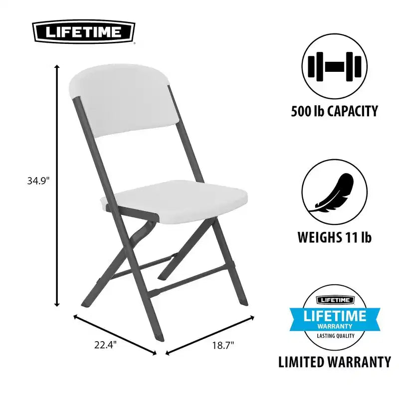 Chaise pliante de qualité commerciale avec cadre en U, lot de 4, couleurs assorties