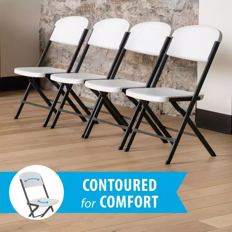 Chaise pliante de qualité commerciale avec cadre en U, lot de 4, couleurs assorties