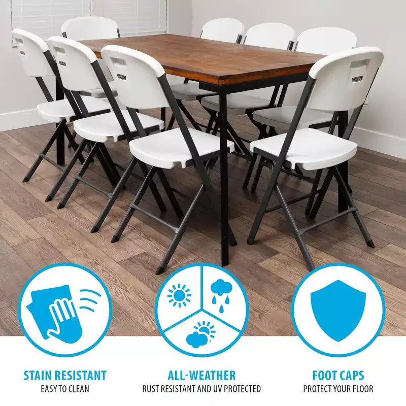 Chaise pliante de qualité commerciale avec cadre en U, lot de 4, couleurs assorties