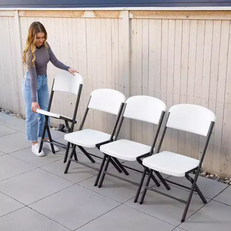 Chaise pliante de qualité commerciale avec cadre en U, lot de 4, couleurs assorties