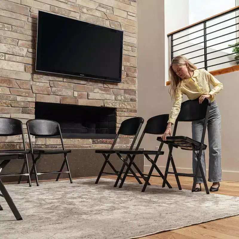 Chaise pliante de qualité commerciale avec cadre en U, lot de 4, couleurs assorties