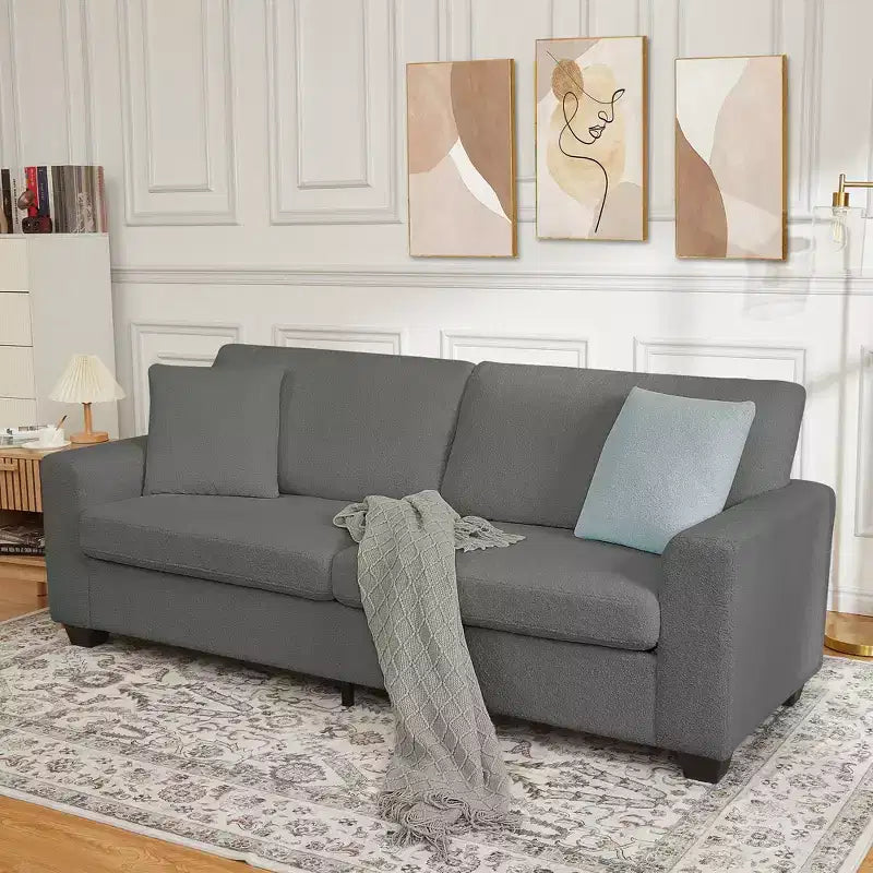 83'' Modern Sofa Deep Seat Couch with Wide Armrests, Washable Cover & Plush Cloud Comfortgrey