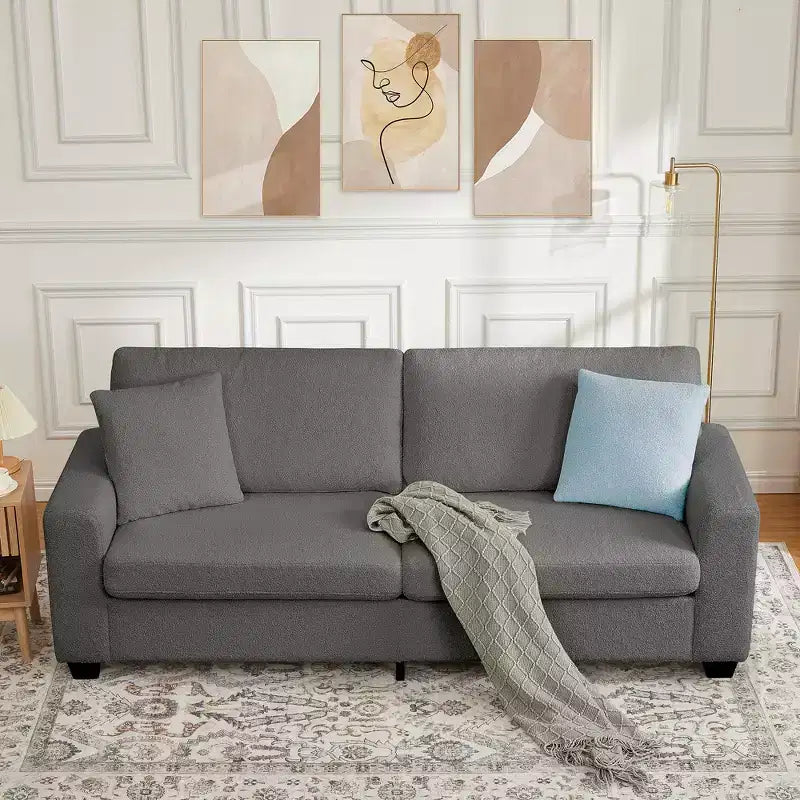 83'' Modern Sofa Deep Seat Couch with Wide Armrests, Washable Cover & Plush Cloud Comfortgrey