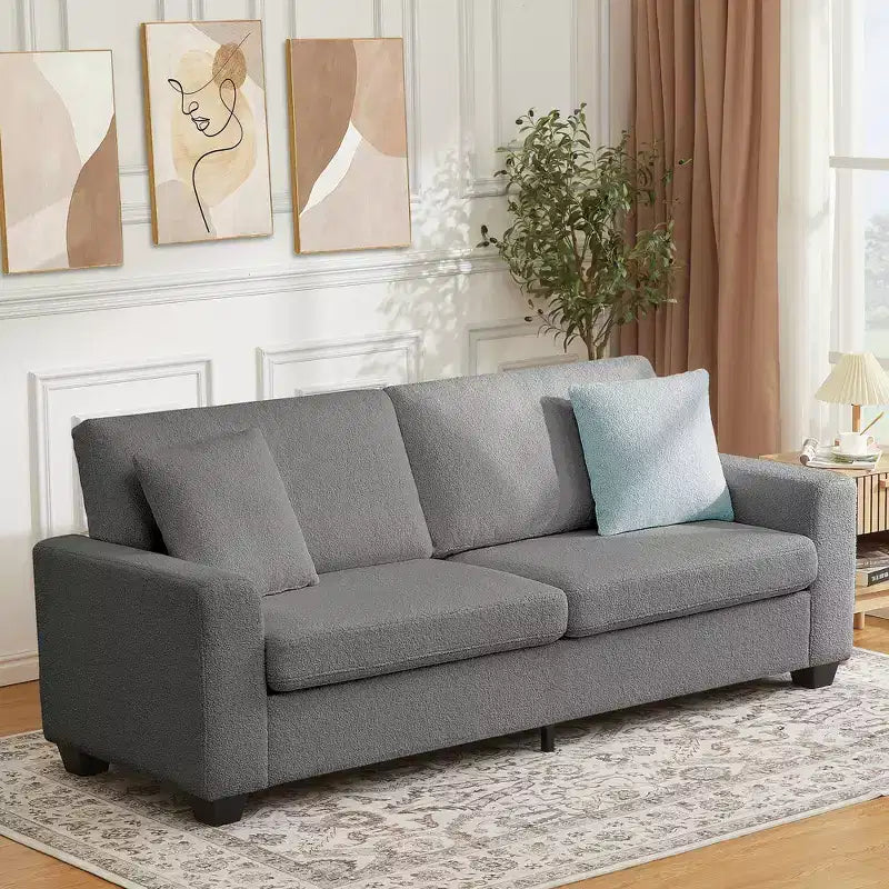 83'' Modern Sofa Deep Seat Couch with Wide Armrests, Washable Cover & Plush Cloud Comfortgrey
