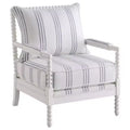 Coaster,Blanchett Upholstered Bobbin Accent Chair White and Navy