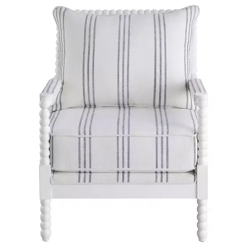 Coaster,Blanchett Upholstered Bobbin Accent Chair White and Navy