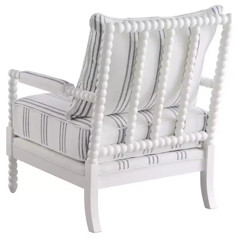 Coaster,Blanchett Upholstered Bobbin Accent Chair White and Navy