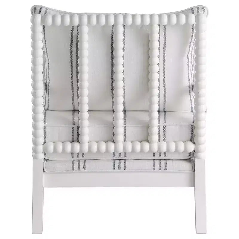 Coaster,Blanchett Upholstered Bobbin Accent Chair White and Navy