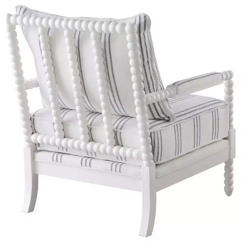 Coaster,Blanchett Upholstered Bobbin Accent Chair White and Navy