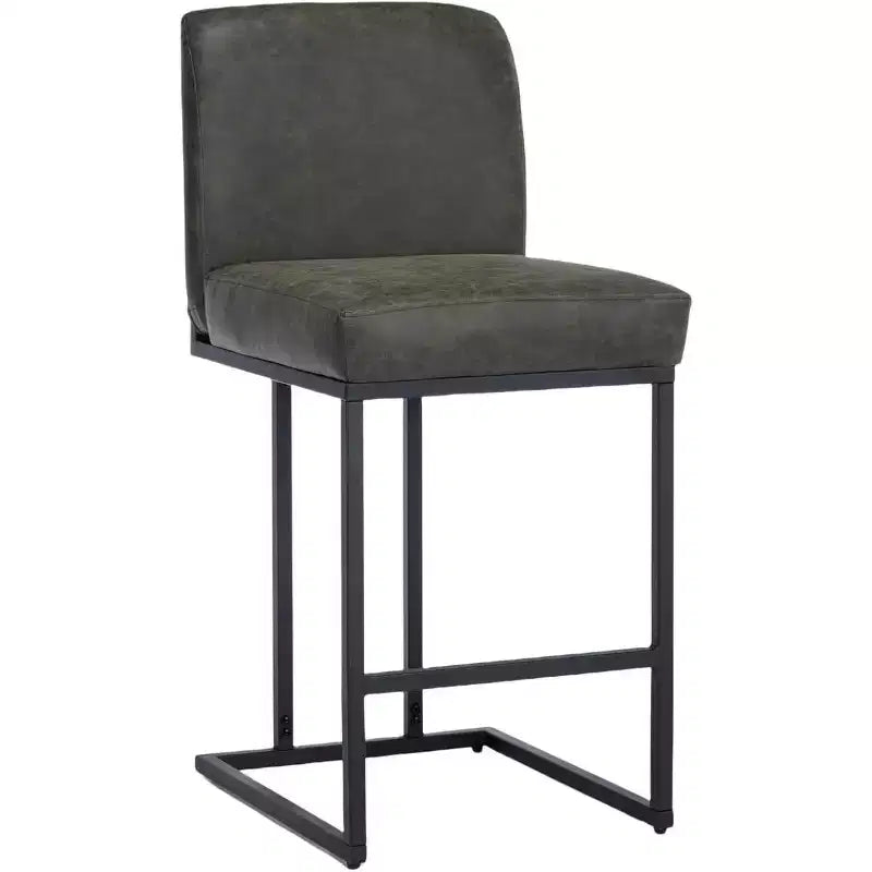 Counter Height Bar Stools with Back, Set of 1 Upholstered Leather Barstool, 24 Inch Seat Height for Kitchen Island, Breakfast Nook, or Cafe