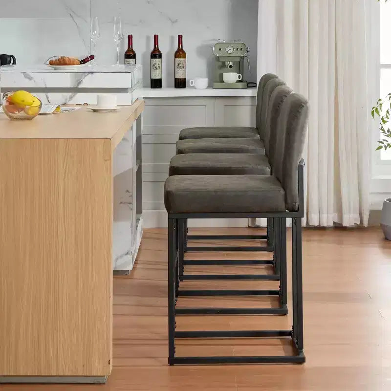 Counter Height Bar Stools with Back, Set of 1 Upholstered Leather Barstool, 24 Inch Seat Height for Kitchen Island, Breakfast Nook, or Cafe
