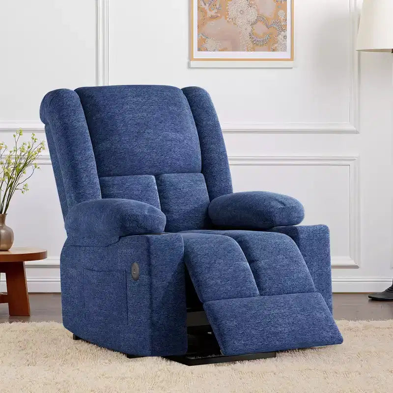 MAYEERTY Blue Power Lift Recliner Chair With Massage Heat USB Ports Cup Holders for Senior Comfort